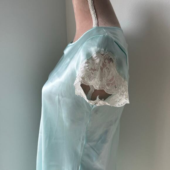 Vintage Josie Rare Pale Blue Satin Lace Nightgown Slip 90s/Y2K Lingerie Size S - Picture 6 of 10